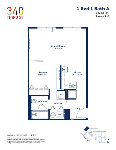 a floor plan of a unit with a bedroom and a bathroom